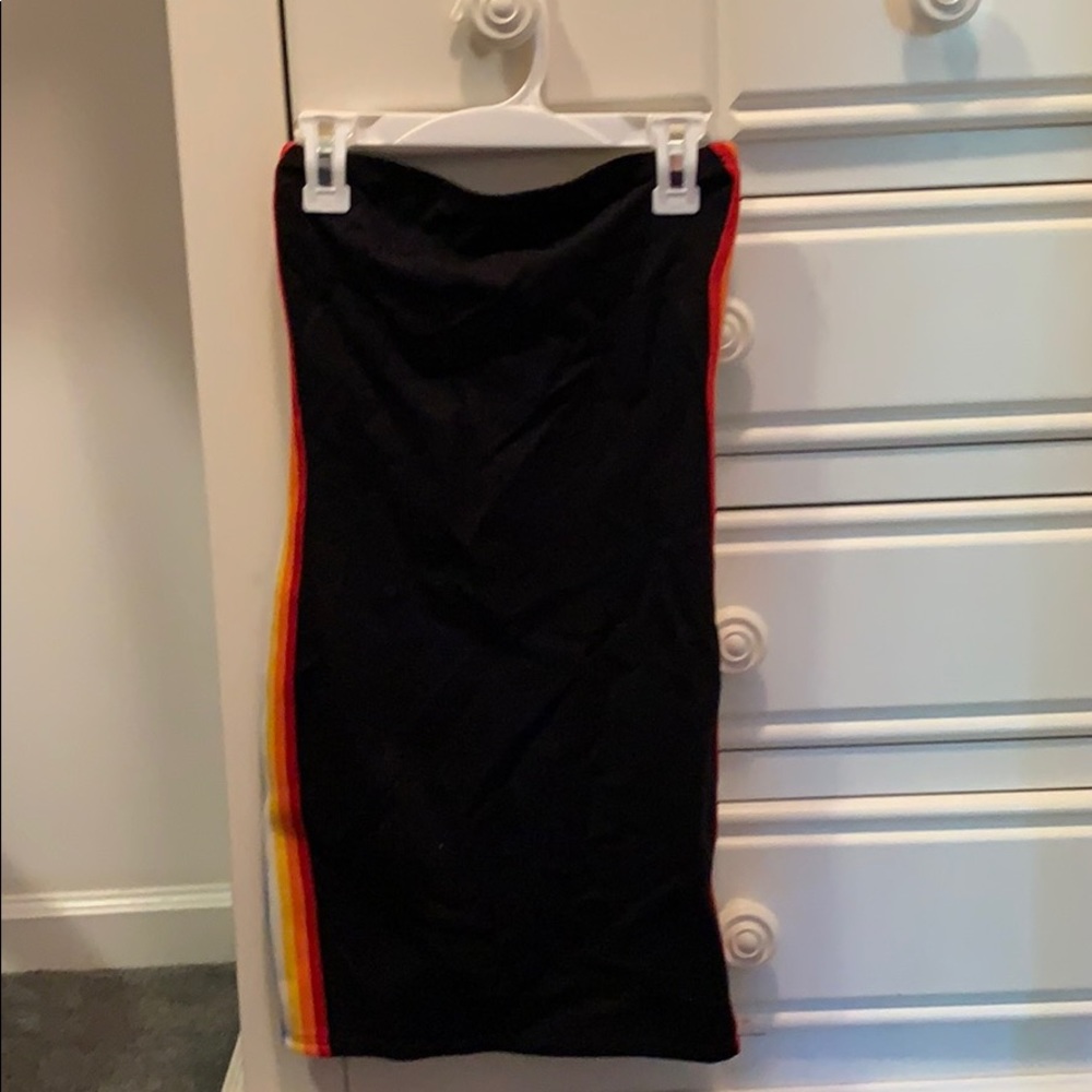 Black tune dress with rainbow stripe